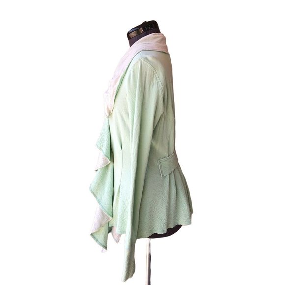 Evy's Tree Kristina Waterfall Top Jacket Shawl Collar V-Neck Sage Green XS Long- - Picture 7 of 8
